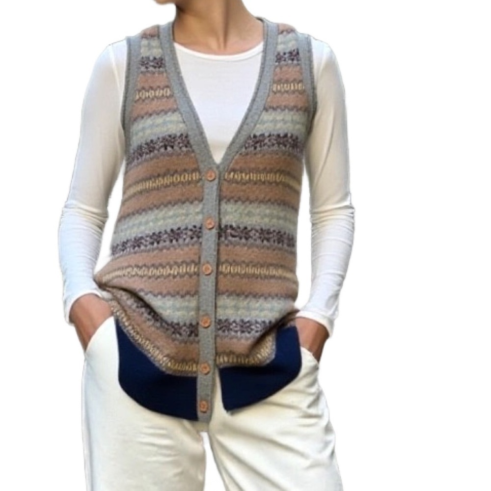 Fair Isle Style Wool Sweater Vest Size M
